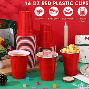 Confezione da 100 Bicchieri di Plastica Rossa Usa e Getta da 16 oz, Resistenti, per Feste, Lauree, Matrimoni, Compleanni e Celebrazioni - Product Image 2