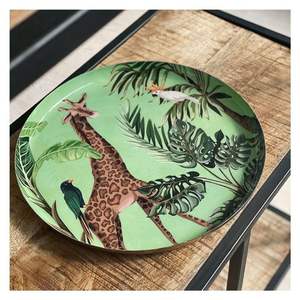 Bandeja Redonda de Metal Esmaltado de Lujo con Estampado de Pájaros Azules Tropicales, Plato Decorativo para Mesa de Centro, Bandeja Grande para Servir en la Cocina - Product Image 3