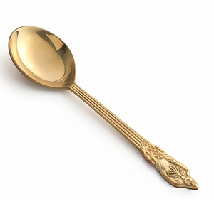 Ensemble de cuillères à tête ronde en or poli miroir, qualité supérieure, idéal pour les mariages, les fêtes et l'usage quotidien - Product Image 1