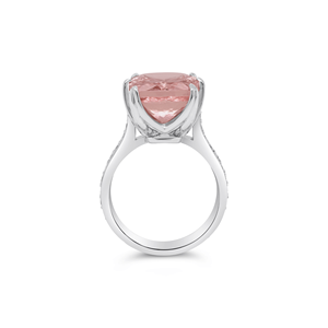 Bague de fiançailles classique en or 18 carats avec morganite rose naturelle de 6,74 carats et diamant rond taille brillant de 0,47 carat – Bijoux - Product Image 5