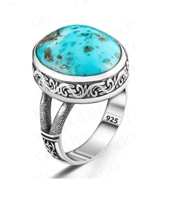 Blue Copper <b>Turquoise</b> Silver <b>Ring</b> 925 Sterling Silver Gemstone Handmade <b>Ring</b> - Product Image 1