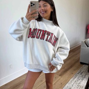 Aub Women <b>Mock</b> <b>Neck</b> College Sweatshirt Custom Applique Chenille Letter Embroidery Heavyweight Cotton Pullover - Product Image 5