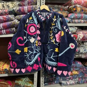 Indian Handmade Suzani Cotton Jacket Hand Embroidered Short Jacket Unisex Coat Handmade Suzani Short Jacket - Product Image 2