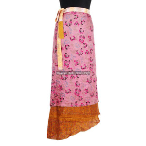Últimos Diseños de Faldas Personalizadas, Trajes de Falda a la Moda para Mujer, Faldas Largas Cruzadas de Estilo Vintage, Faldas Cruzadas de Seda Indias - Product Image 3