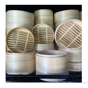 Meilleures ventes : Ensemble de cuiseurs vapeur en bambou écologique à 2 niveaux avec couvercle en acier inoxydable intégré au verre pour la cuisson vapeur des dim sum et des raviolis - Product Image 1