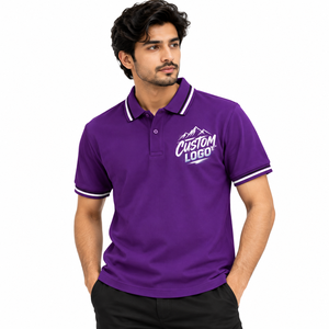 Polo de Manga Corta Azul Claro para Hombre, Cuello de Botones, Corte Regular, Tejido de Punto, Alta Calidad, MOQ Bajo, Personalizable con Impresión - Product Image 3
