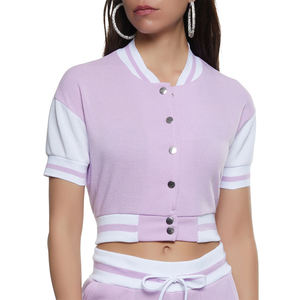 Chaqueta Varsity Corta de Invierno para Mujer, Manga Larga, con Lona Transpirable, MOQ Bajo, Relleno de Algodón, Precio Económico al por Mayor, OEM - Product Image 1