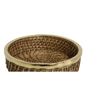 Panier à fruits en rotin avec bordure dorée, panier de rangement fait main, vente en gros, écologique, fabriqué au Vietnam - Product Image 5