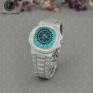 Reloj de Lujo para Hombre Charm Jewells, Caja de Acero Inoxidable de 40 mm, Detalles de Diamantes, Movimiento Mecánico Analógico, Fecha Automática, Botón de Presión - Product Image 4