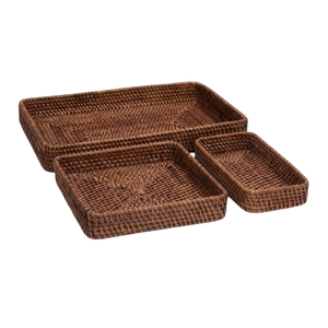 Chic Rattan Serving Tray Wood Weaving Decorative Platter for <b>Buffet</b> <b>Table</b> Kitchen Pantry Storage tray - Product Image 1