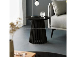 Mesa Auxiliar Moderna Negra con Listones, Mesa de Pedestal con Diseño Calado para Decoración de Sala de Estar, Mesa de Acento Negra Contemporánea 2026 - Product Image 2