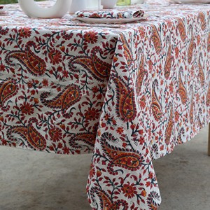 Printed Indian <b>Tablecloth</b> Floral Pattern Cotton Linen Outdoor Use Washable Rectangular Traditional Design - Product Image 6