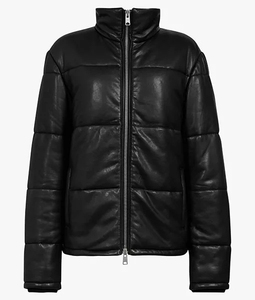 Chaqueta Acolchada de Cuero Sintético para Hombre, Tallas Grandes, Personalizada, de Alta Calidad, Impermeable, con Capucha, para Invierno, Marca Privada - Product Image 1