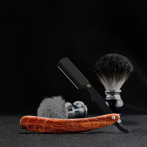 Rasoir droit professionnel pour hommes, manche en bois, motif araignée, nettoyage du visage, lame en acier inoxydable de qualité A+ - Product Image 3