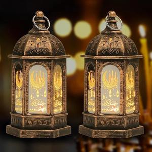 Lanterne LED dorée Ramadan Kareem, Eid Mubarak, lumière de bougie suspendue islamique, décoration de fête, lampe de table, cadeau - Product Image 2