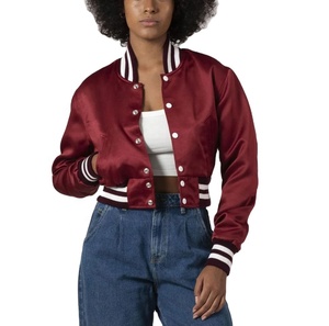 Chaqueta de béisbol universitaria de poliéster satinado de alta calidad para hombre, ropa de invierno, chaquetas universitarias de satén recortadas de seda satinada cómodas para mujer - Product Image 1