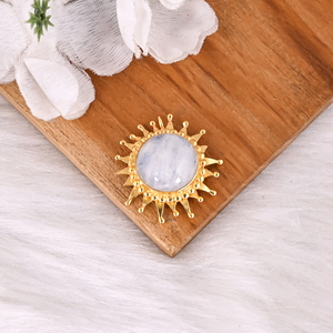 Natural Rainbow <b>Moonstone</b> Gold Plated Designer Brass <b>Pendant</b> For Women's - Product Image 3