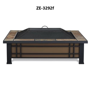 Stone Outdoor Fire Pit Table with Log Grate Spark Screen Cover and Poker 43.75 In Rustic Design for Patio Backyard - Product Image 1