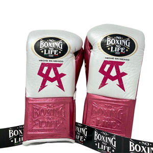 Guantes de Boxeo de Cuero No Boxing No Life, Blancos, Verdes, Rojos Metálicos, Guantes de Boxeo Canelo Fight Gear, Línea de Campeonato de México, Guantes Profesionales - Product Image 5