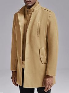 <b>Men's</b> <b>Long</b> Loose Fit <b>Coat</b> Cozy Warm Winter Overcoat Comfortable Everyday Outerwear Wholesale Supplier Factory Premium <b>Wool</b> Blend - Product Image 2