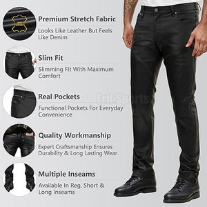Pantalones de Cuero Ligeros Más Vendidos para Hombre, Uso Casual, Calidad Premium, Transpirables, Corte Recto, Cintura Media, Cierre de Botones - Product Image 4