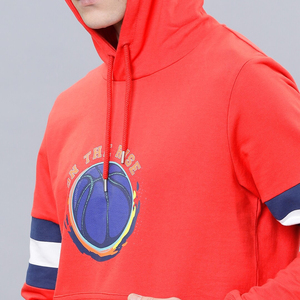 Sweat-shirt à capuche rouge pour homme, coupe classique, 100% coton lourd, imprimé personnalisé, avec motif de basket-ball, à rayures - Product Image 4