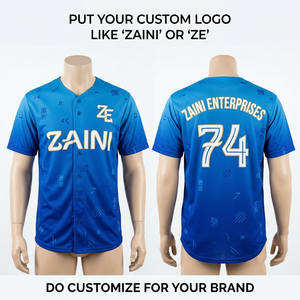 เสื้อเบสบอลยูนิเซ็กซ์ผ้าโพลีเอสเตอร์อินเตอร์ล็อคพรีเมียม 180 GSM สีขาวลายเส้น  พร้อมปักโลโก้ด้วยความร้อน  ติดกระดุมด้านหน้า สำหรับทีม - Product Image 1