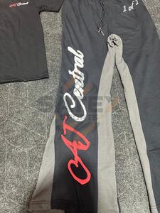 Custom Manufacturer 100% Cotton Vintage Graphic Acid Wash Cropped Streetwear Men T-shirt and Pant <b>Set</b> - Product Image 4