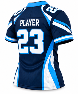Camiseta de Fútbol Personalizada de Fábrica, Azul Marino, Blanco, Secado Rápido, Cuello en V, Sublimada Profesional, Ropa para el Día del Partido, OEM - Product Image 6