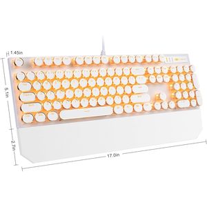 Tastiera da Gaming Retrò Punk a 104 Tasti, Stile Macchina da Scrivere, Meccanica, Cablata, con Retroilluminazione LED Dorata, Design Accattivante - Product Image 1