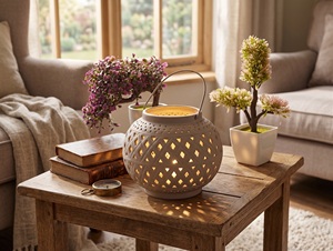 Mini lanterne en métal vintage gaufrée avec poignée décoration de la maison fantaisie bougeoir fait main décor de noël votive - Product Image 1