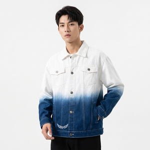 Veste pour homme, couleur dégradée, logo brodé, col rabattu, style décontracté, coupe classique, style printemps - Product Image 4