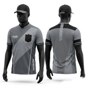 Premium 160 GSM Polyester Soccer Referee Jersey Black Yellow Striped Panels Custom Sublimation Print - Product Image 2