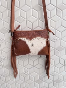2026 New Arrival Hand Tooled Carving Genuine Leather Fringe Handbag Stylish <b>Purse</b> Cowhide Leather Brown Colour Women's Daily Use - Product Image 4