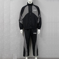 Ensemble de survêtement à capuche avec logo personnalisé et blocs de couleur pour homme – Veste coupe-vent à fermeture éclair intégrale et pantalon – Tenue de sport légère pour l'entraînement – OEM
