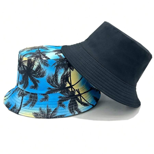 Chapeau Bob Personnalisé Imprimé Palmiers Tropicaux – Casquette de Pêcheur d'Été pour la Plage – Chapeau Bob Imprimé par Sublimation Bleu & Jaune – Vente en Gros - Product Image 4
