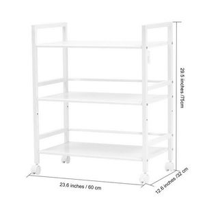 Carrello Portaoggetti in Metallo Bianco Avorio Widen, 3 Ripiani Multifunzionali Staccabili e Pieghevoli per Cucina, Bagno, Soggiorno, Conservazione di Spezie e Alimenti - Product Image 3