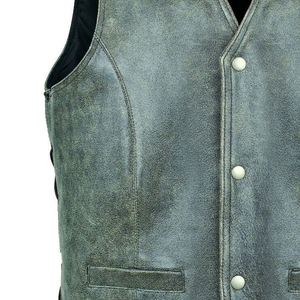 New Arrival <b>Men's</b> Black <b>Leather</b> Motorbike Vests <b>Leather</b> <b>Jackets</b> Custom Design Printed Breathable Zipper <b>Leather</b> Vest for Winter - Product Image 6