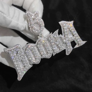 Collar llamativo con colgante de letra BOOMA estilo Iced Out, de Moissanita con micro pavé, estilo Hip Hop, para hombre, joyería llamativa - Product Image 4