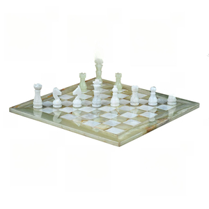 Luxury Handcrafted Onyx Stone Chess Set With All Size Available Unique Design Decorative Green Onyx and White <b>Marble</b> Chess Set - Product Image 5