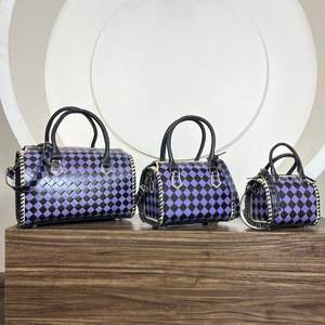 Sac de voyage en cuir à carreaux, grand format, tendance 2026, nouveau sac à main de créateur, poignée supérieure, bandoulière, sac à main, sacs Speedy - Product Image 5