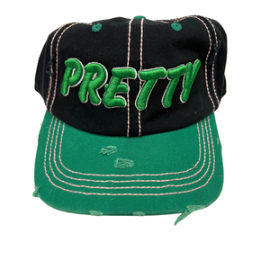 Gorra de Béisbol Negra y Verde PRETTY GIRL, Personalizada con Bordado, Ajustable, de Algodón, Estilo Snapback, Moda Urbana, OEM - Product Image 1