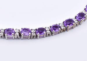 Royal Violet Natural Amethyst <b>Gemstone</b> Oval-Cut <b>Bracelet</b> in 925 Sterling Silver - Product Image 3