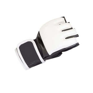 Nuevos Guantes de MMA de Cuero con Cierre de Velcro, Medios Dedos, Negros y Blancos, Unisex, para Entrenamiento de Artes Marciales, MMA, Kickboxing, BJJ - Product Image 3