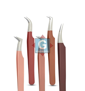 Ensemble de pinces à cils en acier inoxydable au design élégant, couleurs vibrantes avec pointe fine - Product Image 4