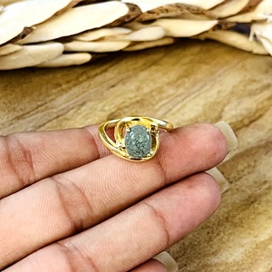Fashionable <b>Moss</b> <b>Agate</b> <b>Ring</b> Dainty Brass Jewelry for Women 18k Gold Plated Minimalist Wave Swirl <b>Ring</b> for Wholesale/OEM/ODM - Product Image 2