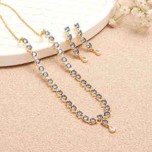 Conjunto de Joyería de Aguamarina, Chapado en Oro de 22K, Elegante Collar y Aretes Azules, Regalo para Ella, Collar de Aguamarina - Product Image 3