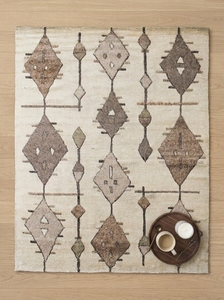 Desert Motif Hand Knotted Wool Rug with Tribal Diamond Pattern | Artisan <b>Carpet</b> for Warm Contemporary Interiors - Product Image 3