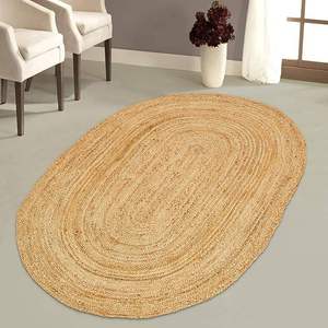 Alfombra Moderna de Yute con Diseño Floral, Rectangular, Trenzada, Ecológica, Antibacteriana, Antideslizante, Resistente a las Manchas, Fabricada a Máquina, de Pelo Plano - Product Image 3