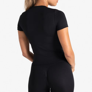 Camiseta Deportiva de Alta Calidad para Mujer, Tejido Transpirable, Cómoda, para Gimnasio, Yoga, OEM, Marca Privada - Product Image 4